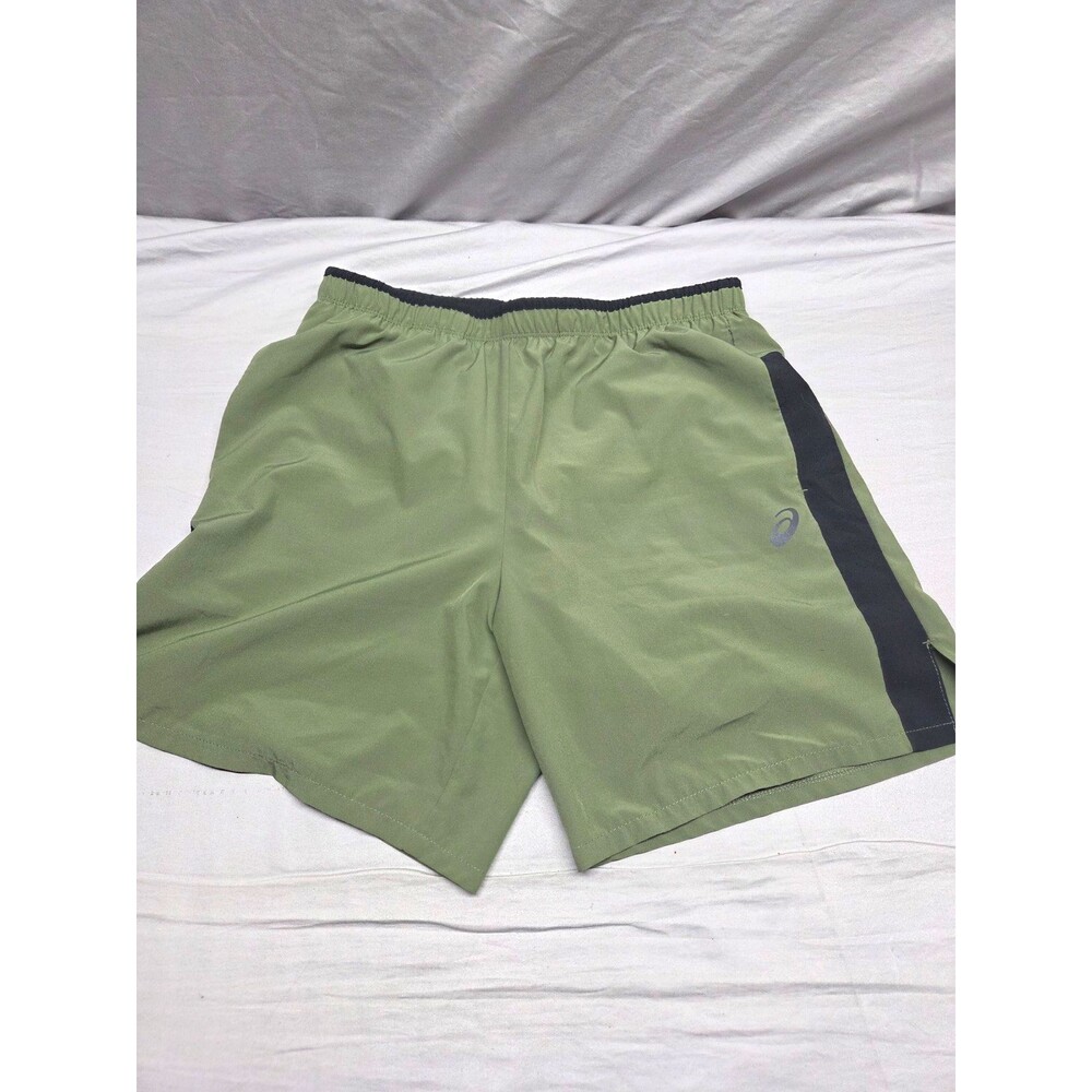 ASICS Men's M Lined Running Shorts Green/Black Drawstring zip Pocket